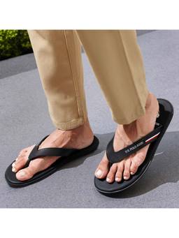 U.S. POLO ASSN. - Black Aura 2.0 Stylish Sliders Flip Flops for Men