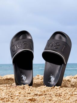 U.S. POLO ASSN. - Black Kohana 2.0 Stylish Sliders for Men