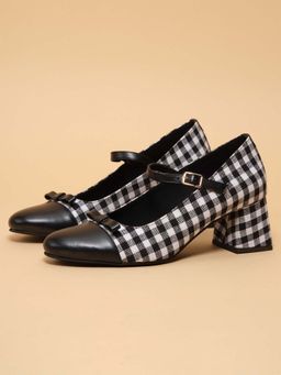 ERIDANI - Womens Adora Black Printed Sandal Heels