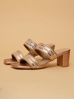 ERIDANI - Kashvi Rose Gold Embellished Heels