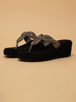 ERIDANI - Naysa Gunmetal Rhinestone Wedges