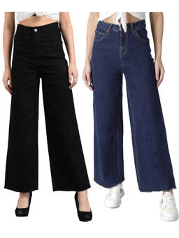 KOTTY - Women Flared High Rise Multi-Color Jeans (Pack of 2)