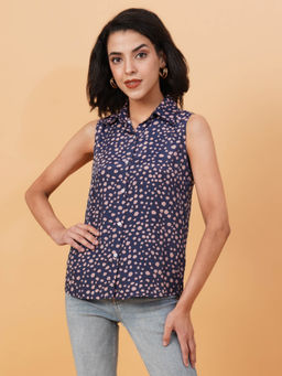 KOTTY - Womens Relaxed Fit Printed Sleeveless Casual Shirt