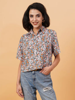 KOTTY - Womens Relaxed Fit Printed Spread Collar Casual Shirt