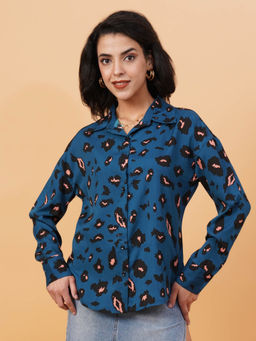 KOTTY - Womens Relaxed Fit Printed Spread Collar Casual Shirt