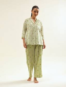 Jaipuri Banno - Green Shirt and Pant Set