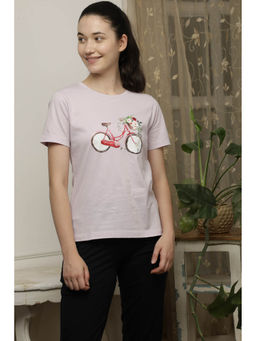 VIEVIANA - Womens Pink Ptd T Shirt