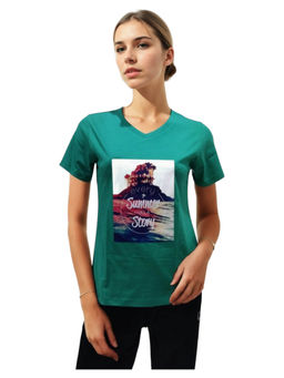 VIEVIANA - Womens Green V-Neck T-Shirt