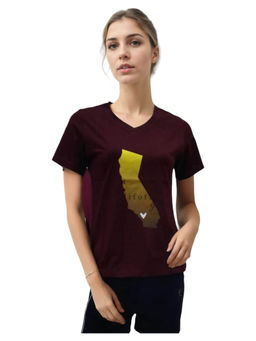 VIEVIANA - Womens Wine V-Neck T-Shirt