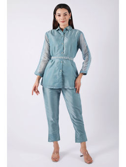 SHRUTI GOYAL - Blue Embellished Co-Ord (Set of 3)