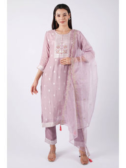 SHRUTI GOYAL - Lavender Embroidered Kurta with Pant and Dupatta (Set of 3)
