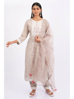 SHRUTI GOYAL - Purple Embroidered Kurta with Pant and Dupatta (Set of 3)