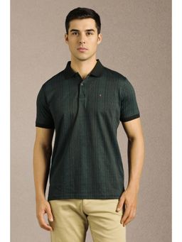 Louis Philippe - Men Green Print Collar Neck Polo T-Shirt