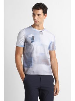 Van Heusen - Men Light Blue Print Crew Neck T-Shirt