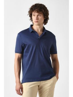 Van Heusen - Men Navy Solid Collar Neck Polo T-Shirt