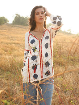 BOHO-CHIC By Sukriti Jain - White The Boho Embroidered Blouse