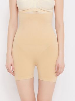Secrets By ZeroKaata - Women Solid Tummy & Thigh Control Seamless Tummy Tucker Shapewear - Nude
