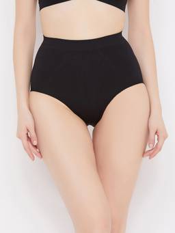 Secrets By ZeroKaata - Women Solid High-waist Seamless Tummy Tucker Shapewear - Black