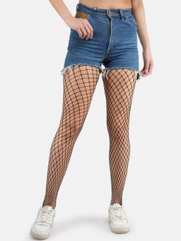 Secrets By ZeroKaata - Black Self Design Sheer Stockings For Women