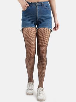Secrets By ZeroKaata - Black Self Design Sheer Pantyhose Stockings For Women