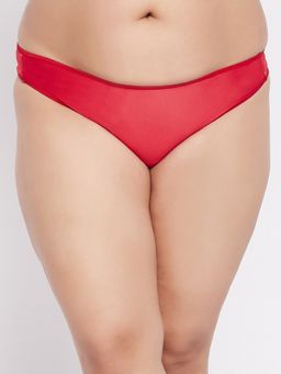 Secrets By ZeroKaata - Plus Size Women Solid Cheeky Briefs Red