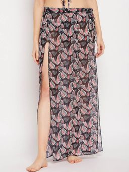 Secrets By ZeroKaata - Women Printed Full Length Wrap Around Sarong - Black