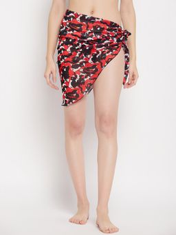 Secrets By ZeroKaata - Women Printed Wrap Around Sarong - Red