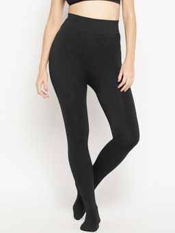 Secrets By ZeroKaata - Solid Black Opaque Pantyhose Stockings For Women