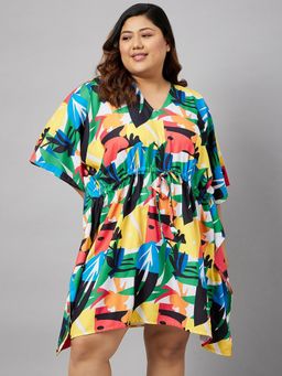 Secrets By ZeroKaata - Printed Plus Size Kaftan Nightdress For Women-Multi-Color