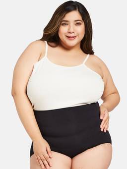 Secrets By ZeroKaata - Plus Size Women Black-Colored High-Waist Tummy Tucker Shapewear