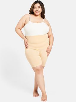 Secrets By ZeroKaata - Plus Size Women Skin-Colored High-Waist Tummy Tucker & Thigh Shaper