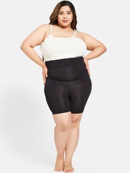 Secrets By ZeroKaata - Plus Size Women Black-Colored High-Waist Tummy Tucker & Thigh Shaper