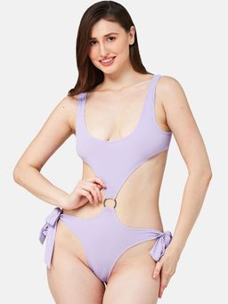 Secrets By ZeroKaata - Women Ribbed Solid Swimwear Bodysuit