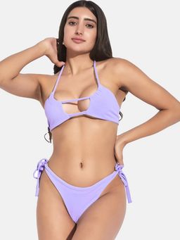 Secrets By ZeroKaata - Women Ribbed Halter Beach Wear Swim Bikini Set
