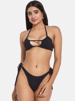 Secrets By ZeroKaata - Women Ribbed Halter Beach Wear Swim Bikini Set
