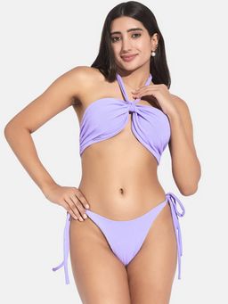 Secrets By ZeroKaata - Women Ribbed Halter Beach Wear Swim Bikini Set