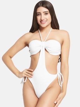 Secrets By ZeroKaata - Women Ribbed Halter Beach Wear Swim Bodysuit