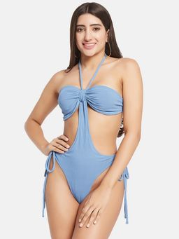 Secrets By ZeroKaata - Women Ribbed Halter Beach Wear Swim Bodysuit