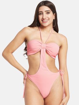 Secrets By ZeroKaata - Women Ribbed Halter Beach Wear Swim Bodysuit