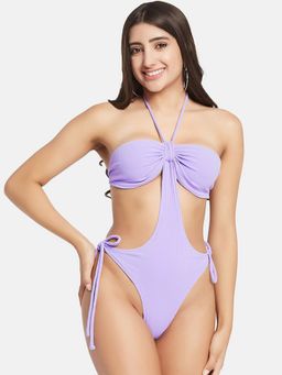 Secrets By ZeroKaata - Women Ribbed Halter Beach Wear Swim Bodysuit