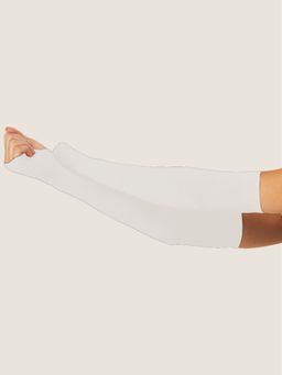 Secrets By ZeroKaata - Unisex Solid Uv Protection Arm Sleeves Gloves White