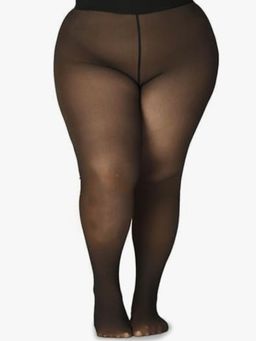 Secrets By ZeroKaata - Women Plus Size Dual-Toned High Waist Fleece Winter Fur Stockings Black