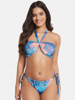 Secrets By ZeroKaata - Women Printed Halter Beachwear Swim Bikini (Set of 2)