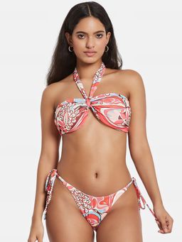 Secrets By ZeroKaata - Women Printed Halter Beachwear Swim Bikini (Set of 2)
