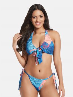 Secrets By ZeroKaata - Women Printed Halter Bikini (Set of 2)