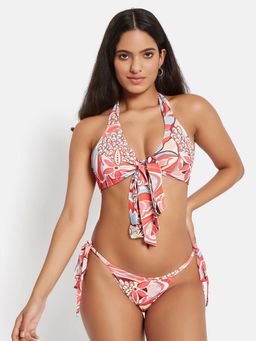 Secrets By ZeroKaata - Women Printed Halter Bikini (Set of 2)