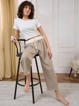 Secrets By ZeroKaata - Women Striped Summer Lounge Pants Brown