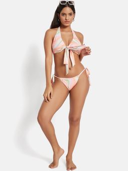 Secrets By ZeroKaata - Printed Halter Beachwear Swim Bikini Set