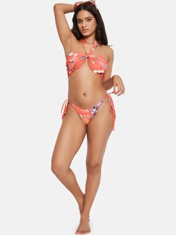 Secrets By ZeroKaata - Printed Halter Beachwear Swim Bikini Set