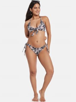 Secrets By ZeroKaata - Printed Halter Beachwear Swim Bikini Set